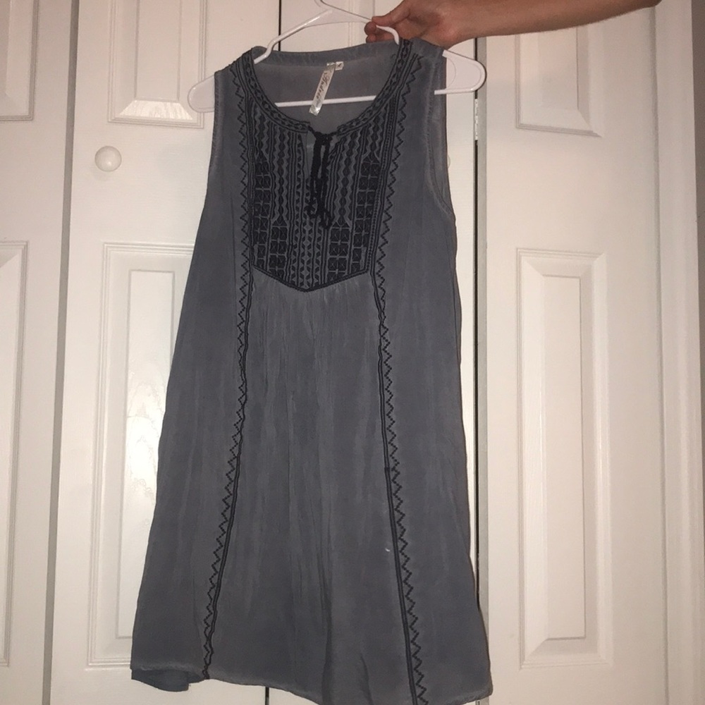 Denim chambray sleeveless shift dress